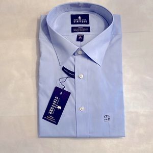 Stafford Men’s dress shirt, Travel, 17-1/2, 34-35, light blue